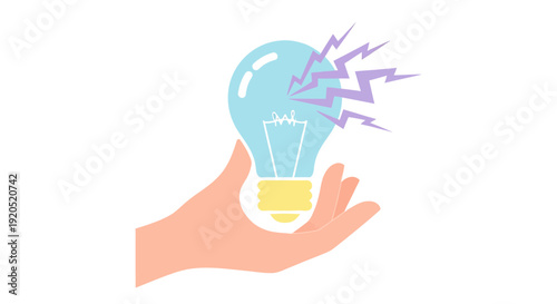 Hand Holding Electric Light Bulb Idea.