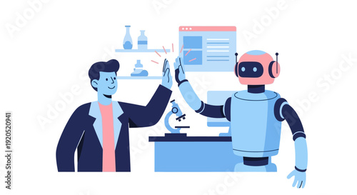 Robot and Human Collaborating Together.