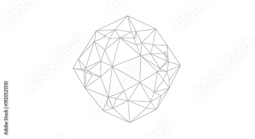 Abstract Geometric Polygonal Wireframe Shape on White Background