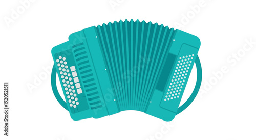 Teal musical accordion illustration on white background