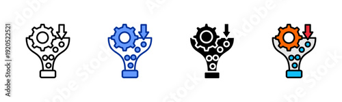 Bottleneck icon set multiple style collection