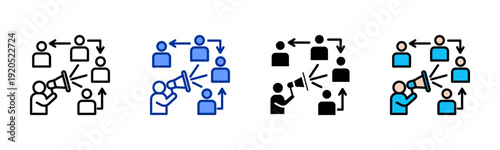 Overcommunication icon set multiple style collection