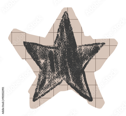 Cutout grid paper with chalk or crayon drawn star shape