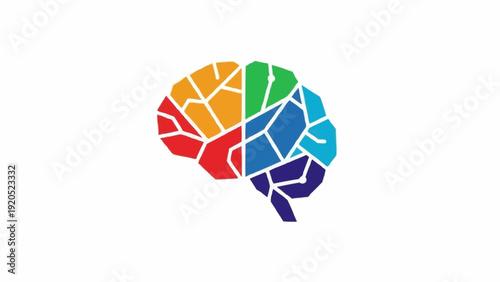 Colorful Brain Illustration with Sections.