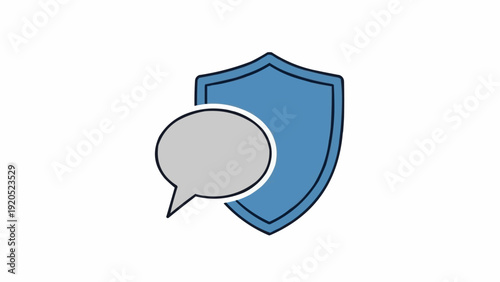 Shield with speech bubble icon.