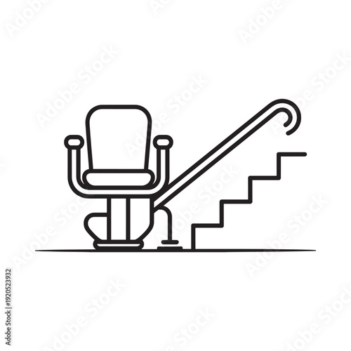 Accessibility symbol depicting a chair ascending stairs representing stairlifts