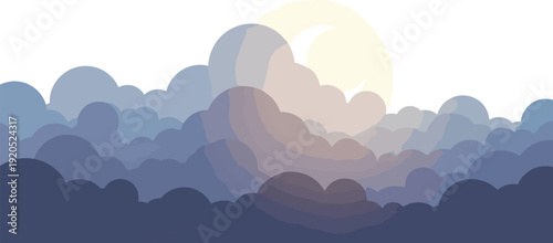 Cloudscape with Soft Gradient Hues and Shapes.