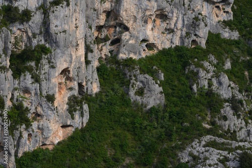 Plunging view over the Verdon River in the Gorges du Verdon area, a canyon, in the south of France
