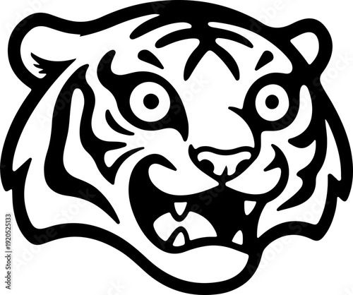 Illustration of a tiger with a wacky facial expression