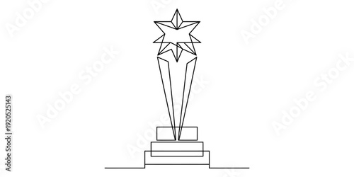 Line art illustration of a stylized star trophy for award ceremonies and achievements Vector, illustration
