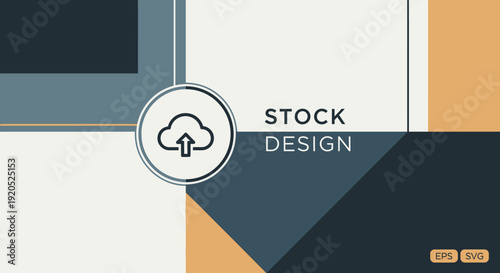 Modern cloud design concept with geometric shapes and upload icon
