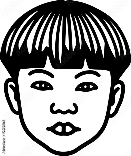 Illustration of an Asian kid with a wacky facial expression