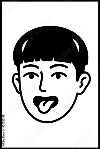 Illustration of an Asian kid with a wacky facial expression