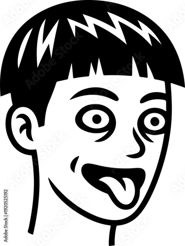 Illustration of an Asian kid with a wacky facial expression
