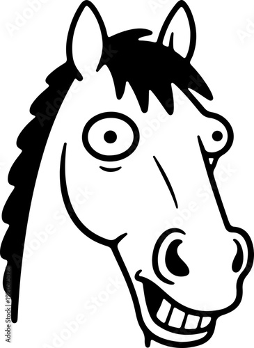 Illustration of a horse with a wacky facial expression