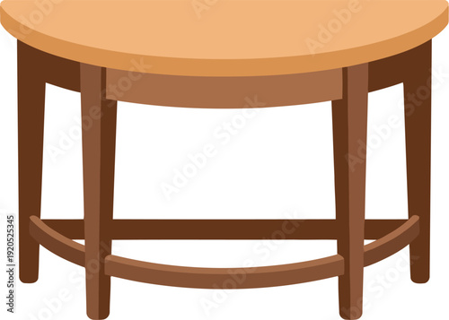 Vector illustration of a round wooden table with brown legs and light wood top for interior design projects