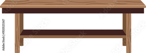 Wooden Coffee Table Illustration Isolated on White Background for Interior Design Projects