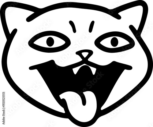 Illustration of a cat with a wacky facial expression