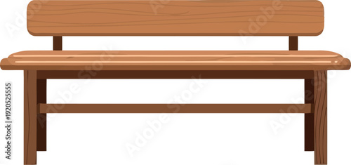 Wooden park bench isolated on white background, realistic vector illustration for outdoor furniture design