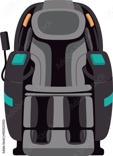 Modern black massage chair illustration for wellness, spa, and relaxation concepts