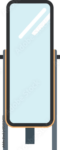 Modern full length standing mirror isolated on white background, minimalist home decor vector illustration