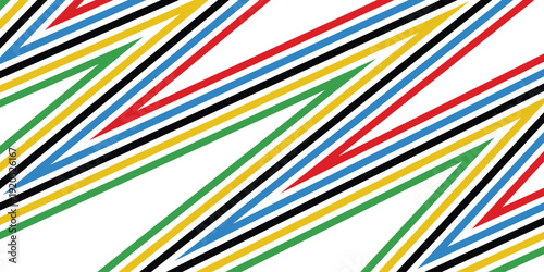 abstract wavy stripes with the colors of Paris Olympics games 2024 . vector illustration
