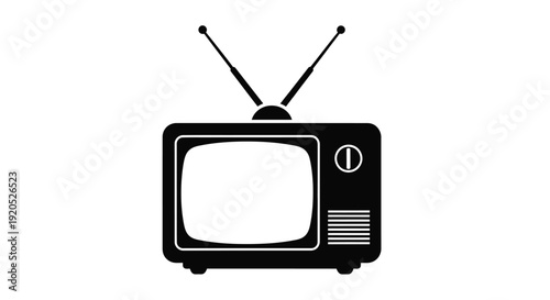 Vintage television set with antennae a striking black silhouette