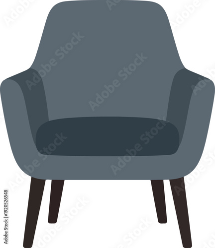 Modern dark gray armchair illustration isolated on white background for interior design and furniture concepts