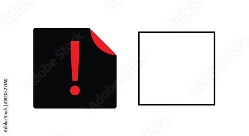 Two geometric shapes with an exclamation point a striking silhouette