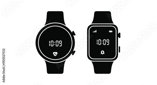 Two smartwatches displaying the same time a striking silhouette