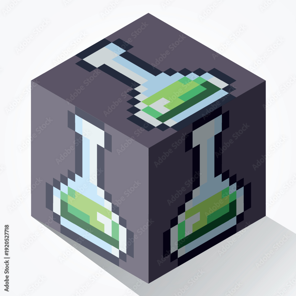 Fototapeta premium Isometric Potion Block – Magic Elixir and Alchemy Flask Game Asset Cube