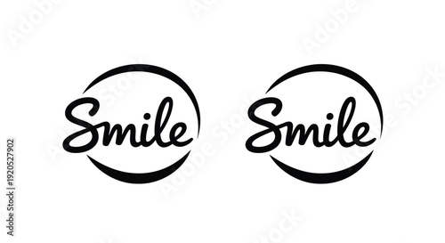 Two smiling faces depicted with curved lines a minimalist silhouette