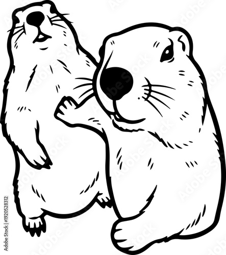 Illustration of a beaver holding off another beaver