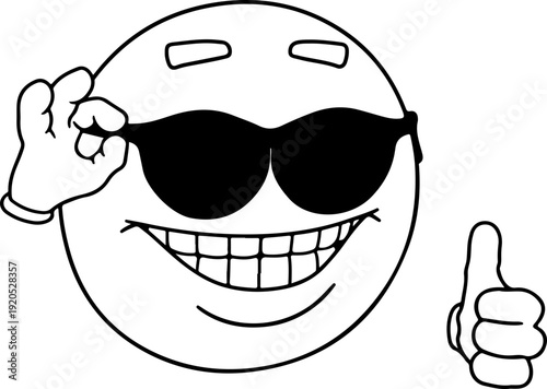 Illustration of an emoji with a cool facial expression