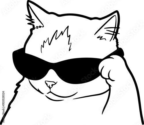 Illustration of a cat wearing shades with cool facial expression