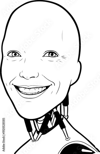 Illustration of a robot with a smiling facial expression