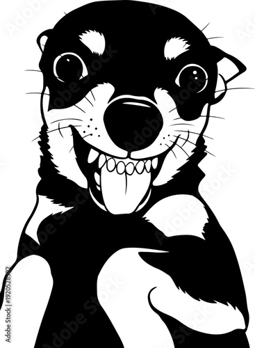 Illustration of a dog with a wacky facial expression