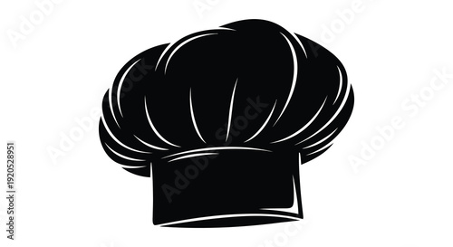 A striking black silhouette depicts a classic chef s toque representing culinary arts and professional cooking silhouette high quality detailed
