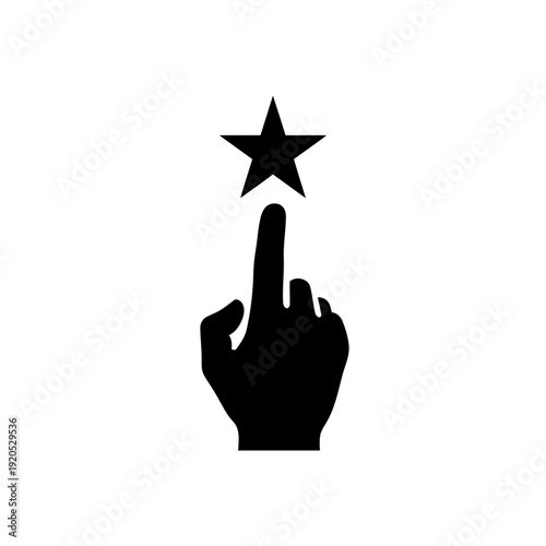 Hand pointing at a star icon