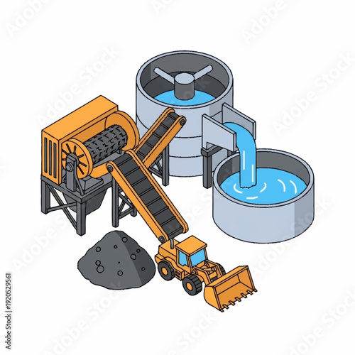 Industrial gravel processing and washing equipment machinery.