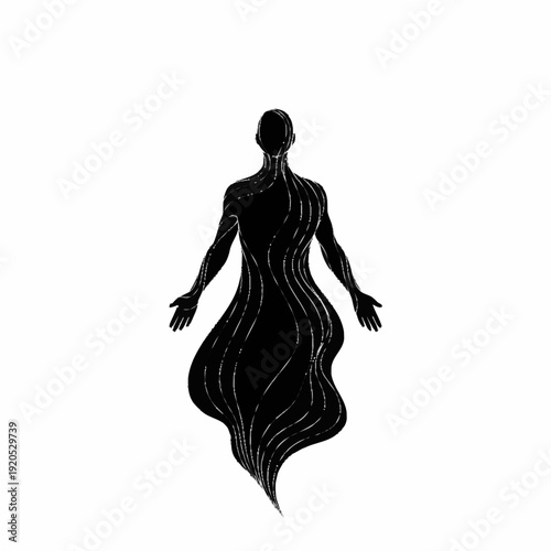 Abstract Humanoid Figure with Flowing Form.