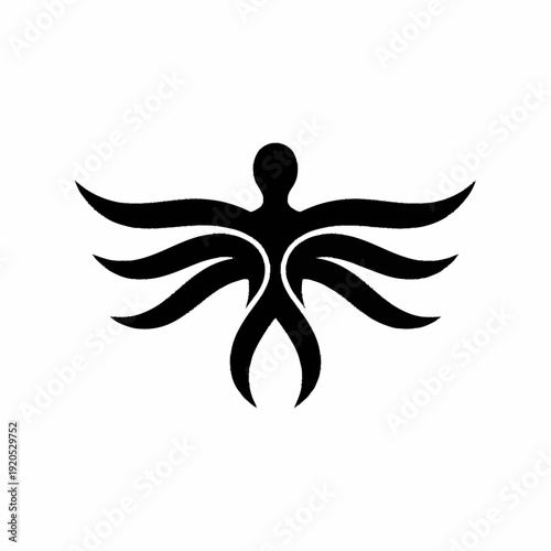 Abstract Humanoid Figure with Wing-like Appendages.