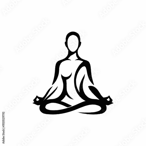 Minimalist Silhouette of a Person Meditating in Lotus Pose.