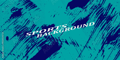 Scratch frame halftone sport background. Urban grunge banner texture. Turquoise blue graphic design backdrop. Brush strokes with text place.