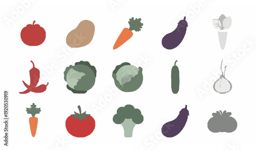 Vegetable icon flat vector food symbol set minimal design