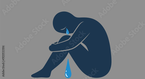 Man crying sad person depression concept.