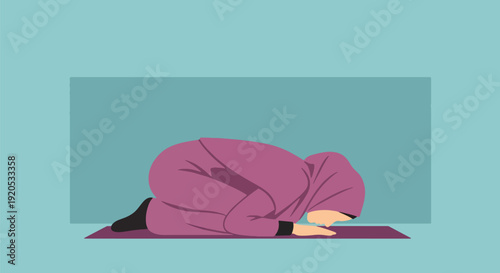 Woman in Prayer Pose on Yoga Mat.