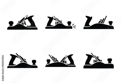 A set of  constriction tools and wood planer icons