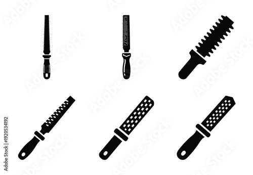 A set of  constriction tools and wood rasp icons