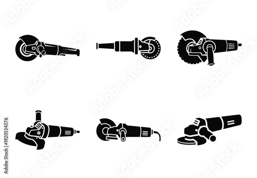 A set of  constriction tools and angle grinder icons